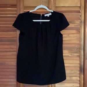 Black Pleated Crew Neck Top